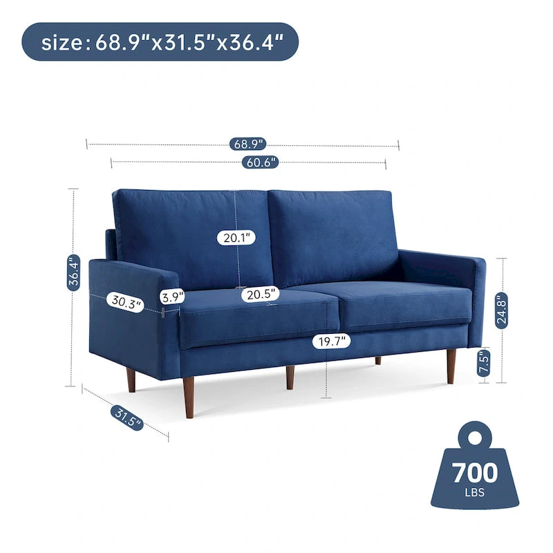 Canapé rembourré de 175 cm de large avec accoudoirs carrés OS Home and Office Furniture