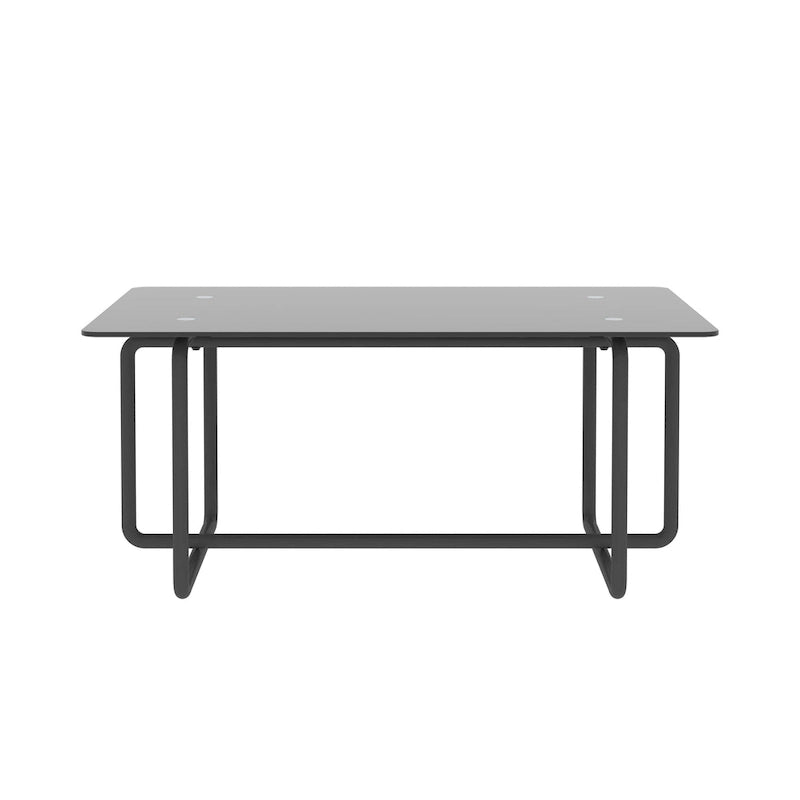 Table basse moderne en verre trempé et métal noir - 23.62 x 39.37 x 17.71