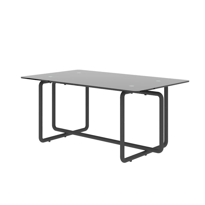 Table basse moderne en verre trempé et métal noir - 23.62 x 39.37 x 17.71