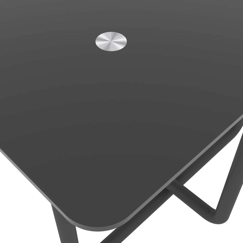 Table basse moderne en verre trempé et métal noir - 23.62 x 39.37 x 17.71
