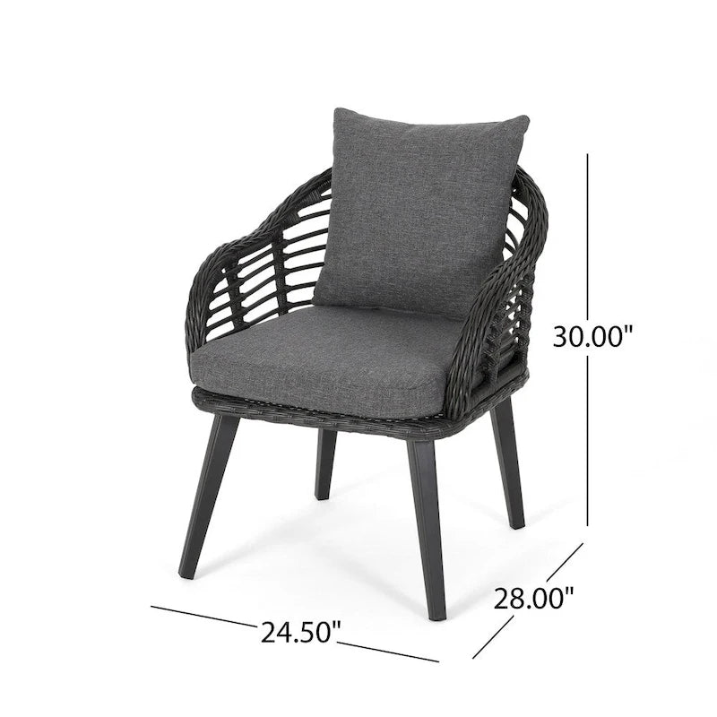 Salon de jardin moderne bohème en osier avec table d'appoint Chadbourne par Christopher Knight Home