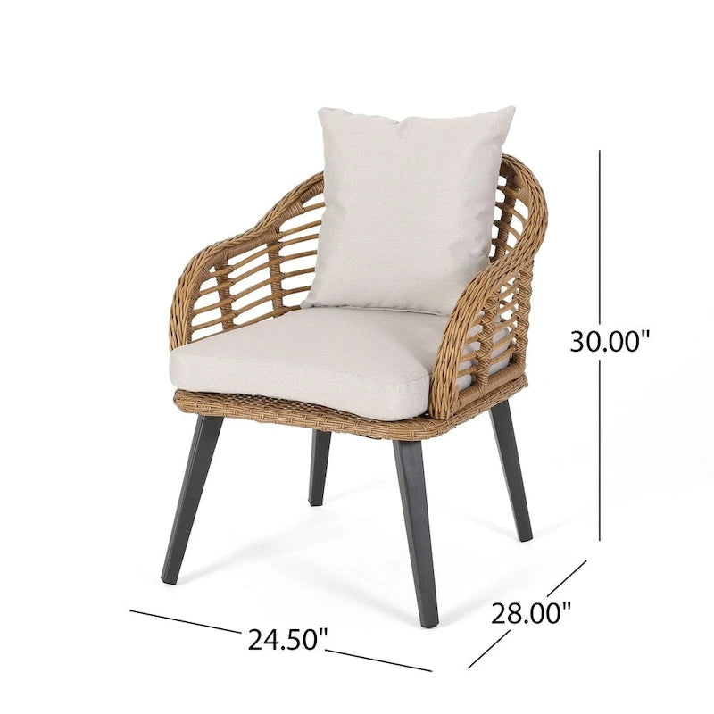 Salon de jardin moderne bohème en osier avec table d'appoint Chadbourne par Christopher Knight Home