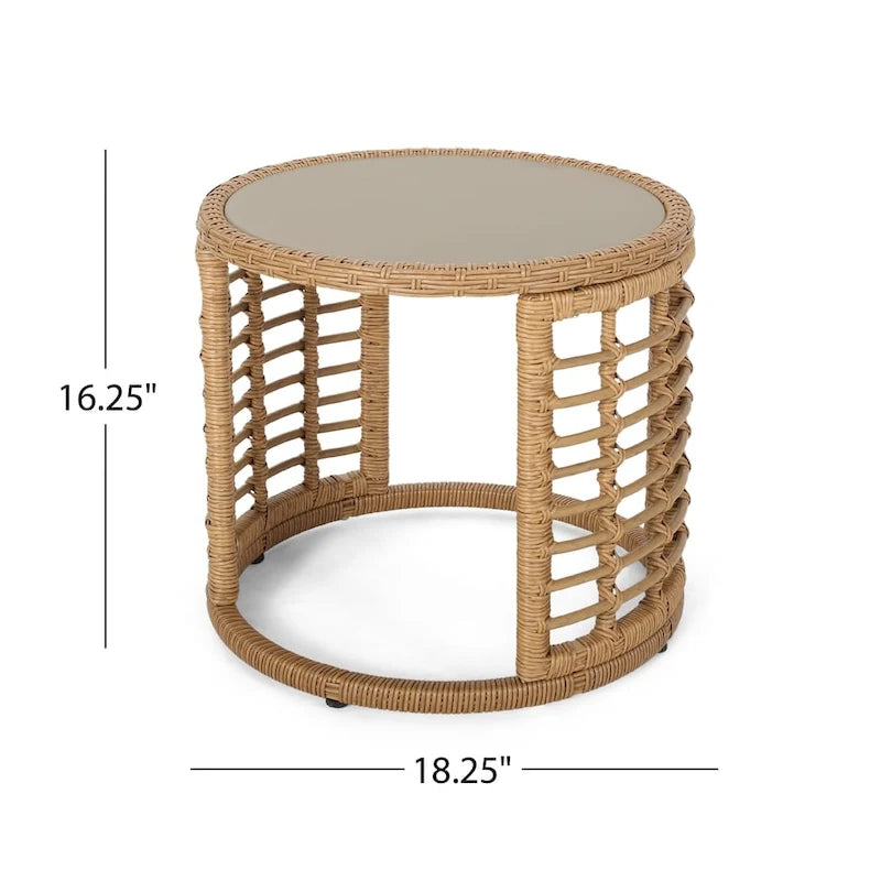 Salon de jardin moderne bohème en osier avec table d'appoint Chadbourne par Christopher Knight Home