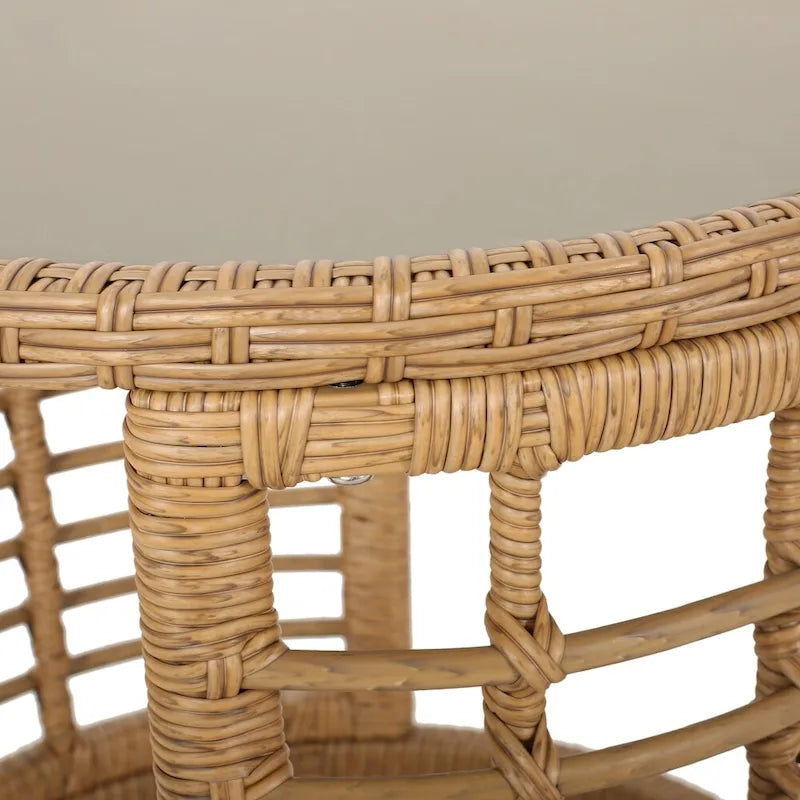 Salon de jardin moderne bohème en osier avec table d'appoint Chadbourne par Christopher Knight Home