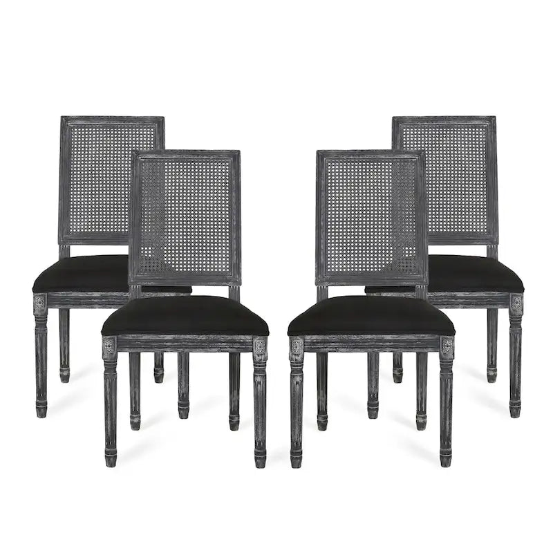 Chaise de salle à manger Regina en bois et cannage (lot de 4)