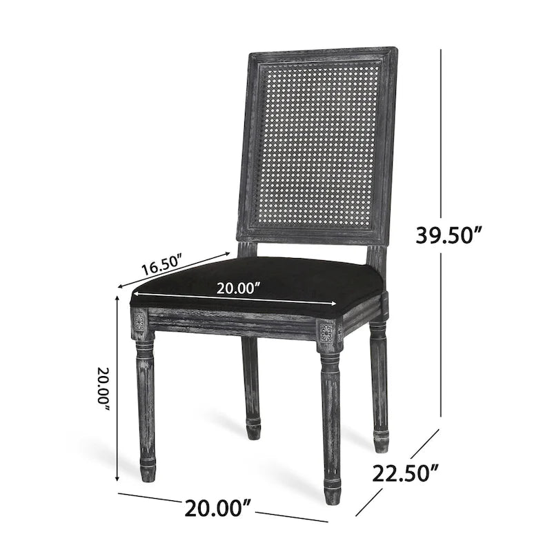 Chaise de salle à manger Regina en bois et cannage (lot de 4)
