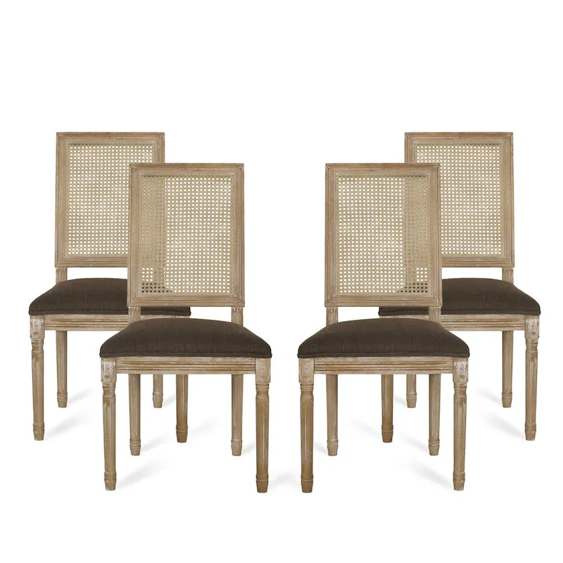 Chaise de salle à manger Regina en bois et cannage (lot de 4)