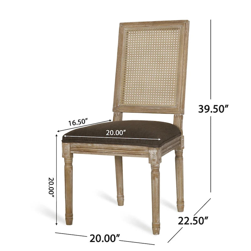 Chaise de salle à manger Regina en bois et cannage (lot de 4)
