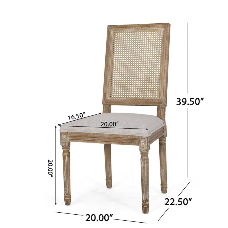 Chaise de salle à manger Regina en bois et cannage (lot de 4)