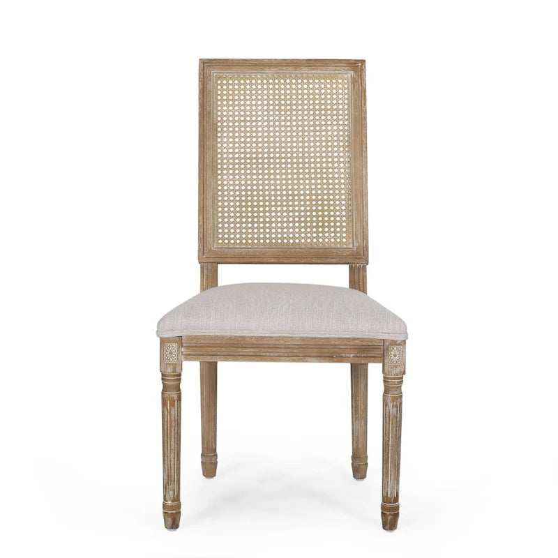 Chaise de salle à manger Regina en bois et cannage (lot de 4)