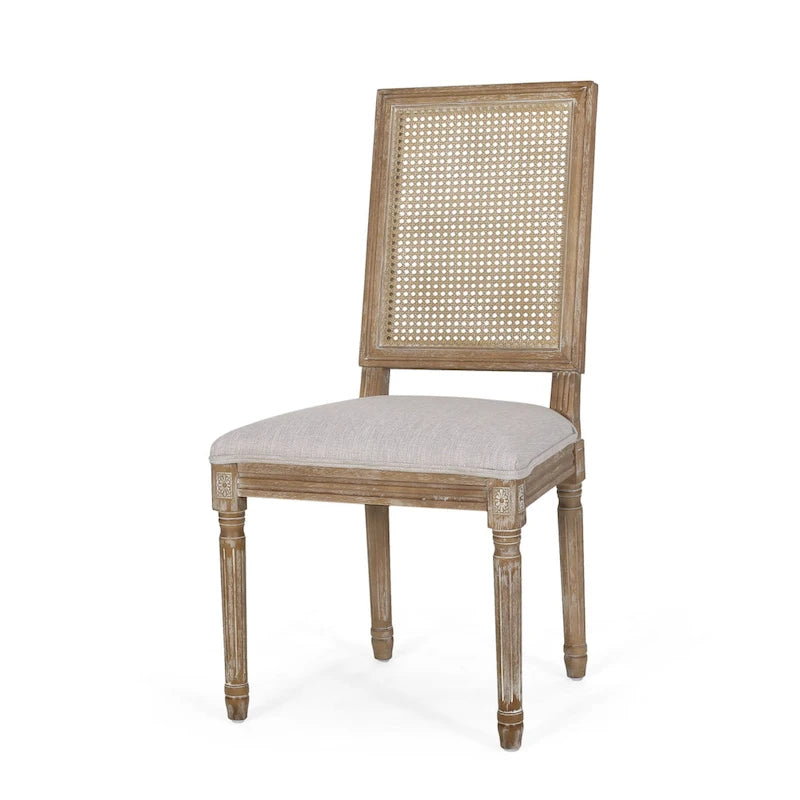 Chaise de salle à manger Regina en bois et cannage (lot de 4)