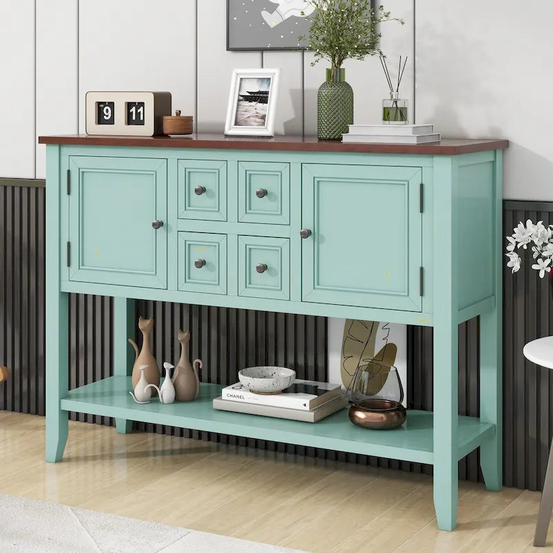 Console Vintage Série Cambridge avec Tiroirs et Placards - 15.00 x 46.00 x 34.00