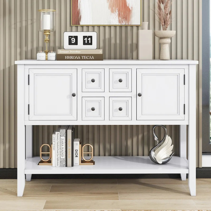Console Vintage Série Cambridge avec Tiroirs et Placards - 15.00 x 46.00 x 34.00