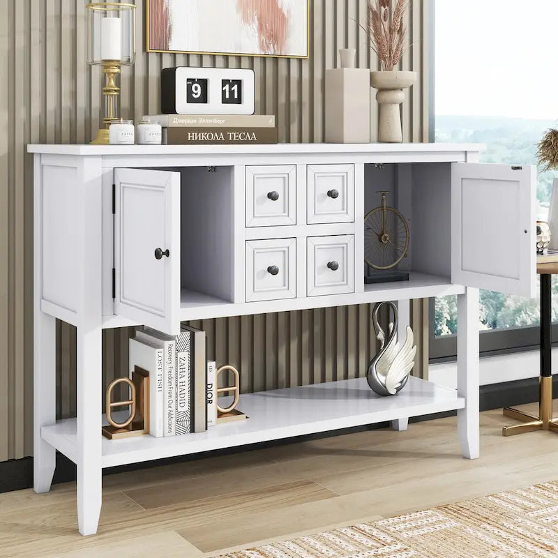 Console Vintage Série Cambridge avec Tiroirs et Placards - 15.00 x 46.00 x 34.00
