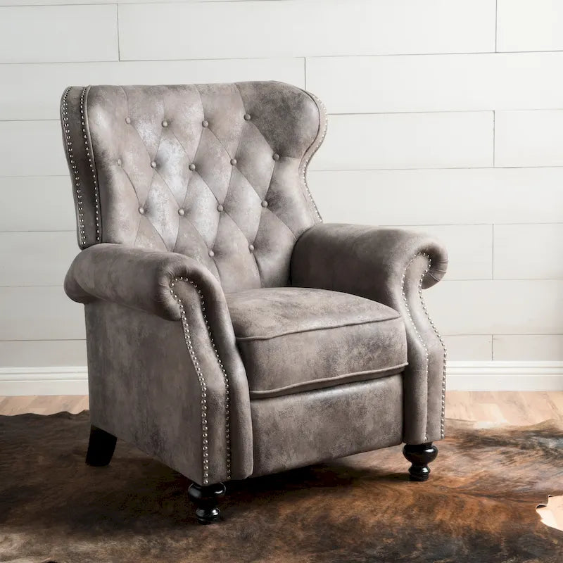 Fauteuil inclinable club en microfibre touffetée Walder par Christopher Knight Home