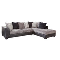 Canapé d'angle American Furniture Classics Casual Comfort anthracite et noir, avec 8 coussins de dossier et 2 coussins décoratifs