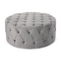 Pouf rond capitonné en velours Orla Modern Glam par Christopher Knight Home
