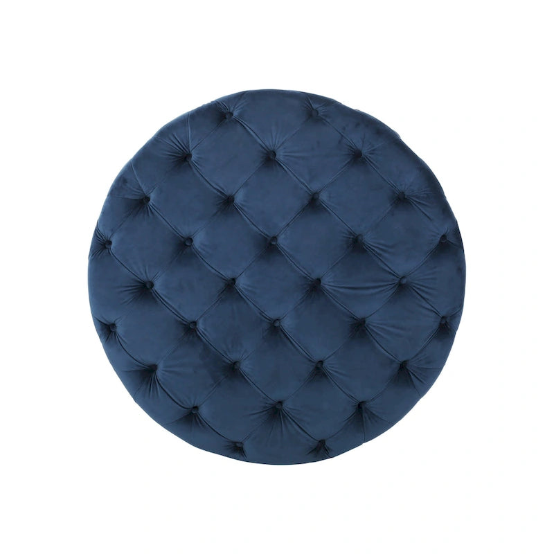 Pouf rond capitonné en velours Orla Modern Glam par Christopher Knight Home