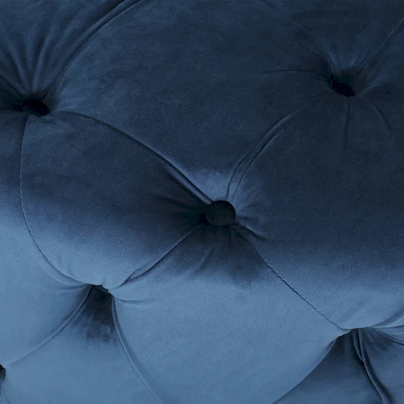 Pouf rond capitonné en velours Orla Modern Glam par Christopher Knight Home