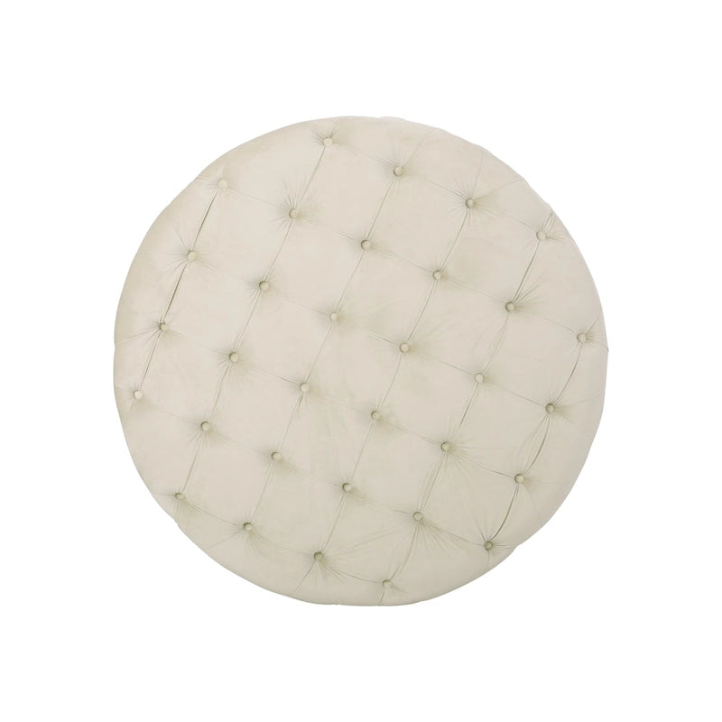 Pouf rond capitonné en velours Orla Modern Glam par Christopher Knight Home