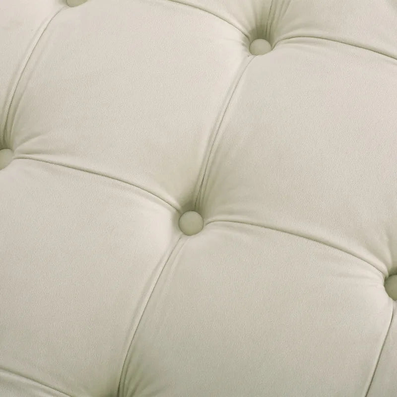 Pouf rond capitonné en velours Orla Modern Glam par Christopher Knight Home
