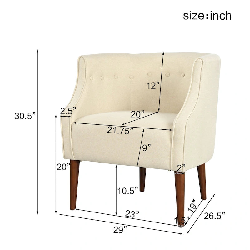 Fauteuil club en tissu capitonné Brandi de Christopher Knight Home – 27,00 L x 28,75 P x 30,50 H
