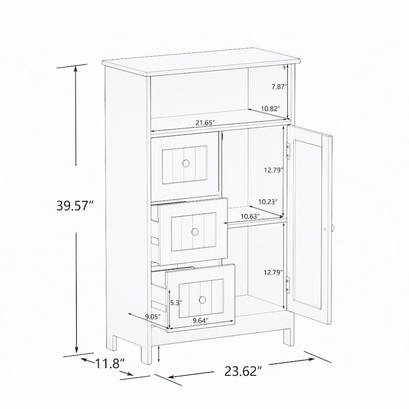 Meuble de rangement de salle de bain sur pied