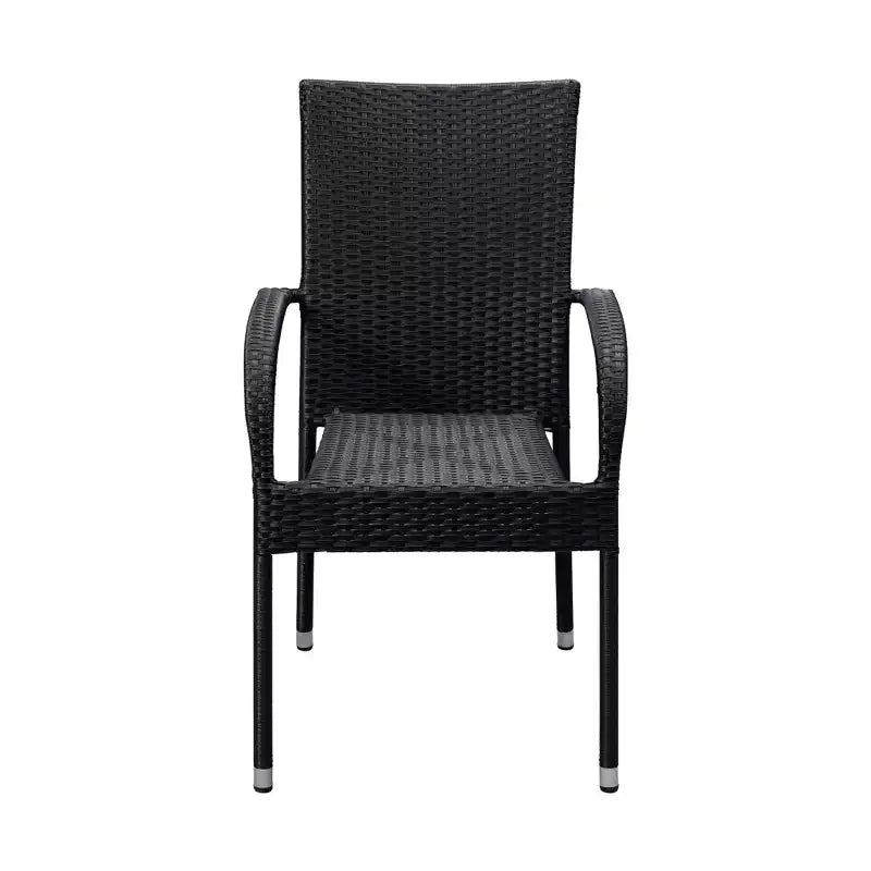Balkene Home Morgan Lot de 4 chaises d'extérieur en osier noir sans assemblage légères portables sans entretien pour l'intérieur, le porche, le jardin, le balcon