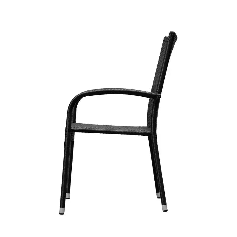 Balkene Home Morgan Lot de 4 chaises d'extérieur en osier noir sans assemblage légères portables sans entretien pour l'intérieur, le porche, le jardin, le balcon