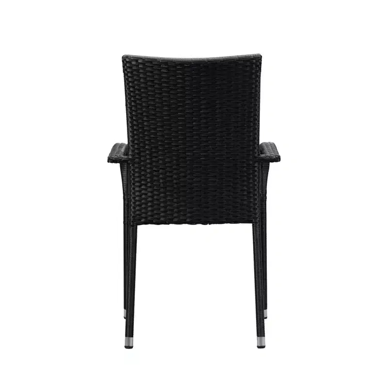 Balkene Home Morgan Lot de 4 chaises d'extérieur en osier noir sans assemblage légères portables sans entretien pour l'intérieur, le porche, le jardin, le balcon