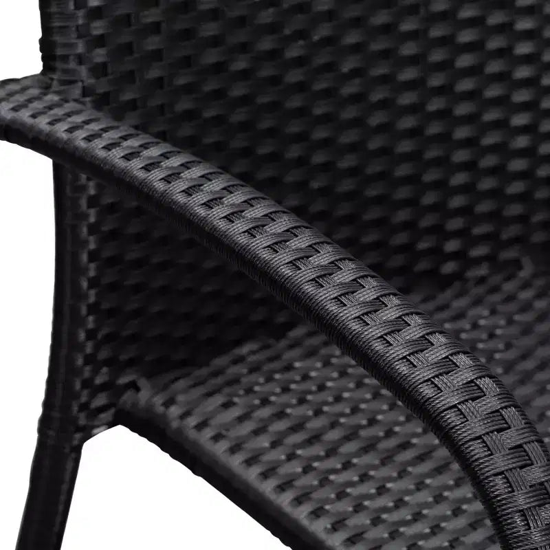 Balkene Home Morgan Lot de 4 chaises d'extérieur en osier noir sans assemblage légères portables sans entretien pour l'intérieur, le porche, le jardin, le balcon