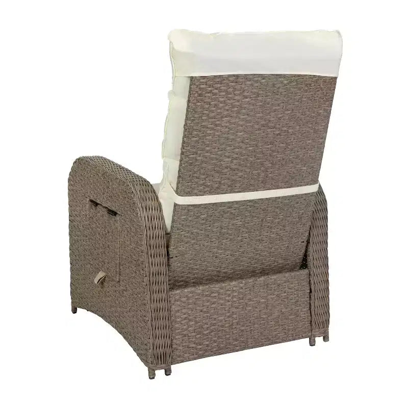 Merrick Lane Lot de 2 chaises longues de patio modernes en osier et rotin, intérieures/extérieures, avec tables d'appoint et dossiers réglables