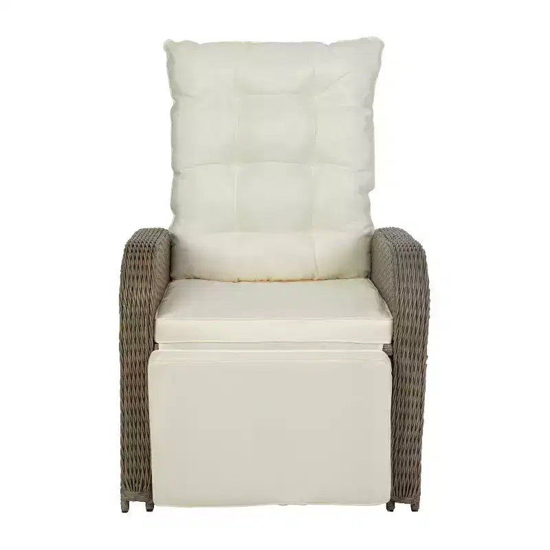 Merrick Lane Lot de 2 chaises longues de patio modernes en osier et rotin, intérieures/extérieures, avec tables d'appoint et dossiers réglables
