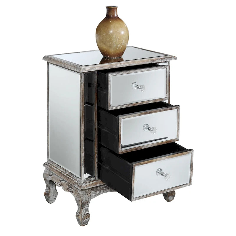 Table d'appoint à 3 tiroirs miroir Gold Coast Vineyard de Convenience Concepts