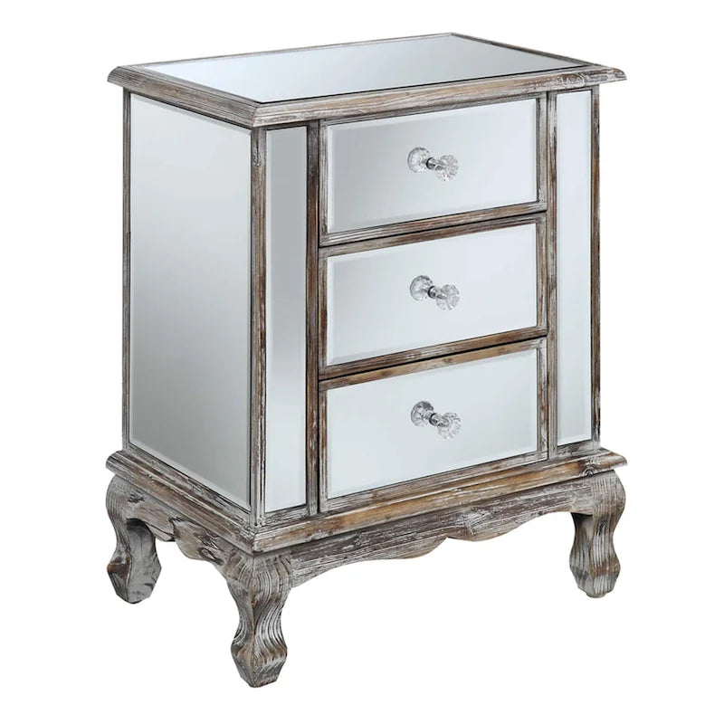 Table d'appoint à 3 tiroirs miroir Gold Coast Vineyard de Convenience Concepts