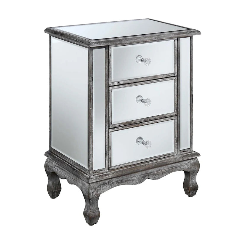 Table d'appoint à 3 tiroirs miroir Gold Coast Vineyard de Convenience Concepts