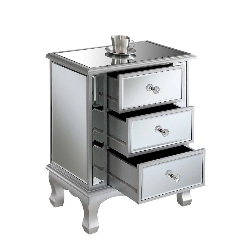 Table d'appoint à 3 tiroirs miroir Gold Coast Vineyard de Convenience Concepts