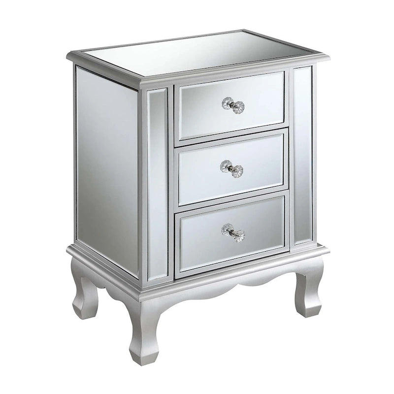Table d'appoint à 3 tiroirs miroir Gold Coast Vineyard de Convenience Concepts
