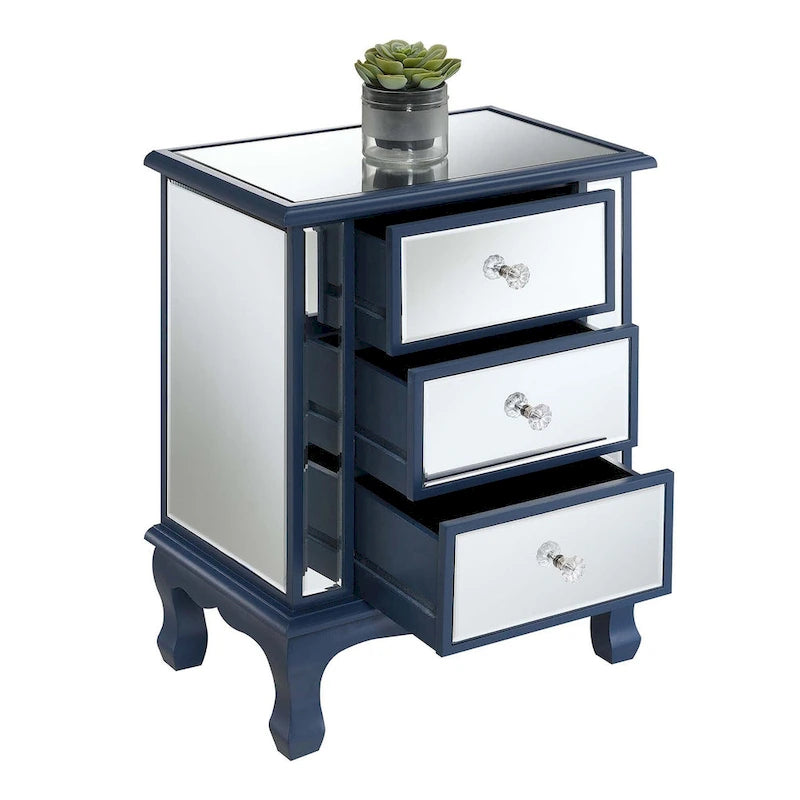 Table d'appoint à 3 tiroirs miroir Gold Coast Vineyard de Convenience Concepts