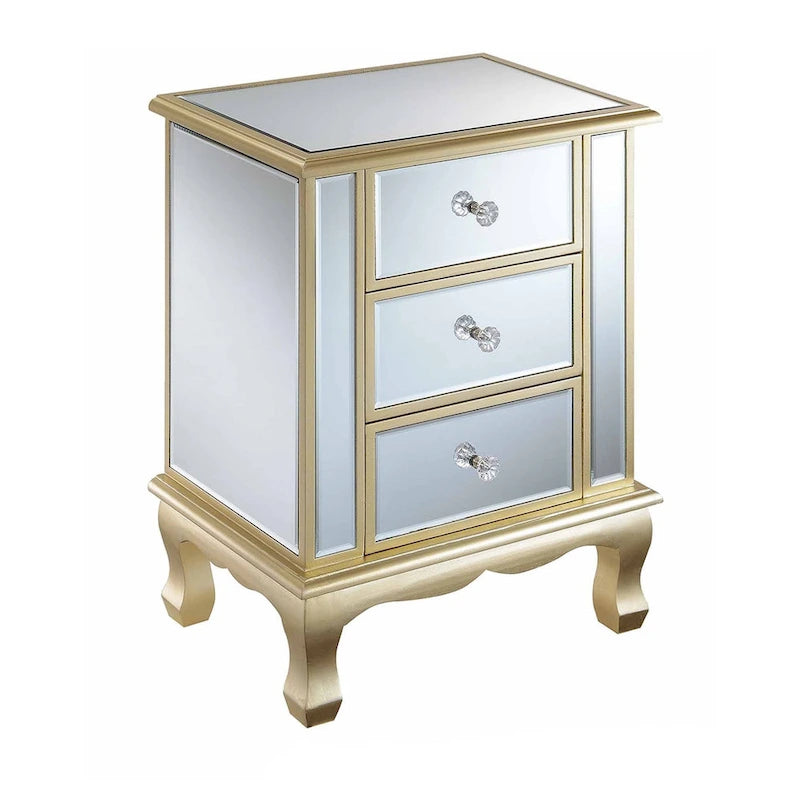 Table d'appoint à 3 tiroirs miroir Gold Coast Vineyard de Convenience Concepts