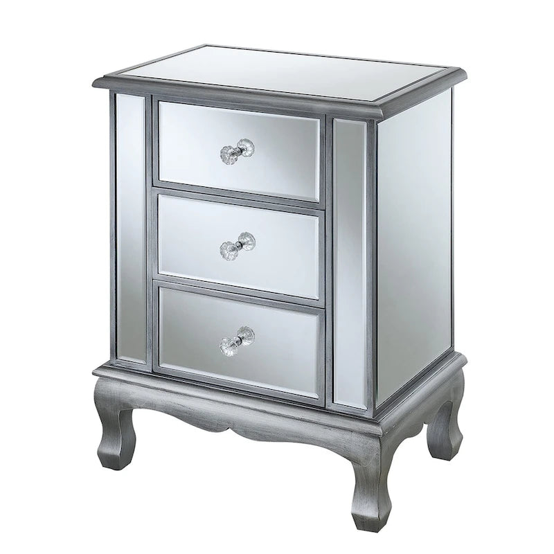 Table d'appoint à 3 tiroirs miroir Gold Coast Vineyard de Convenience Concepts