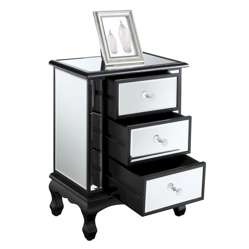 Table d'appoint à 3 tiroirs miroir Gold Coast Vineyard de Convenience Concepts