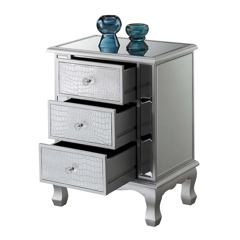Table d'appoint à 3 tiroirs miroir Gold Coast Vineyard de Convenience Concepts