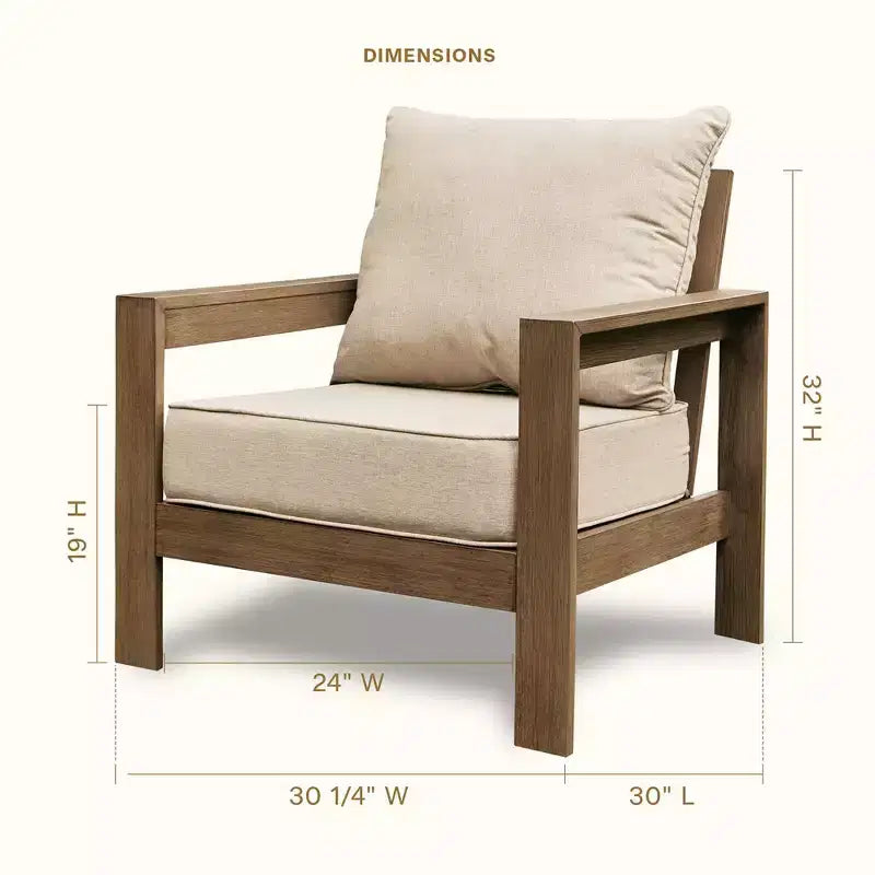 Chaise d'extérieur Edisto Honeycomb – Aluminium couleur chêne : Mobilier de jardin modulable et résistant aux intempéries