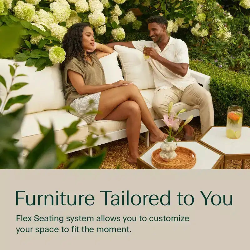 Chaise d'extérieur Edisto Honeycomb – Aluminium couleur chêne : Mobilier de jardin modulable et résistant aux intempéries