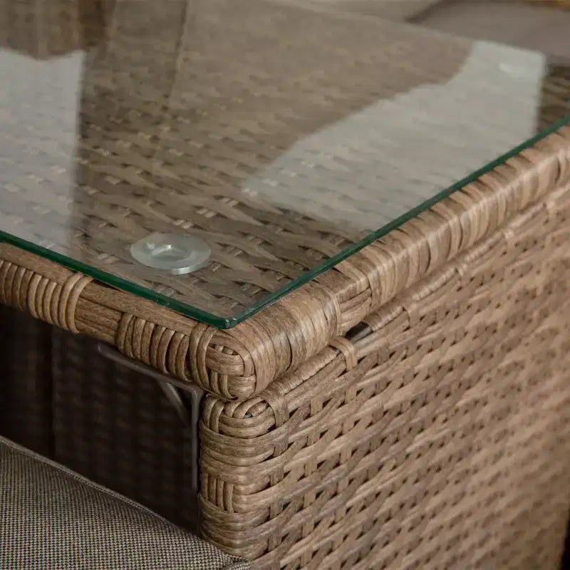 Ensemble de canapés modulaires en rotin tressé Merrick Lane pour intérieur/extérieur avec causeuse, poufs et table en verre trempé