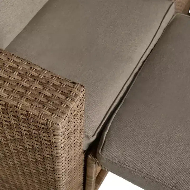 Ensemble de canapés modulaires en rotin tressé Merrick Lane pour intérieur/extérieur avec causeuse, poufs et table en verre trempé
