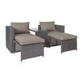 Ensemble de canapés modulaires en rotin tressé Merrick Lane pour intérieur/extérieur avec causeuse, poufs et table en verre trempé
