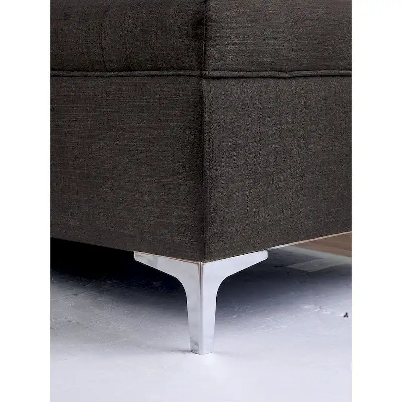 Chaise longue capitonnée Agra en tissu gris de Furniture of America