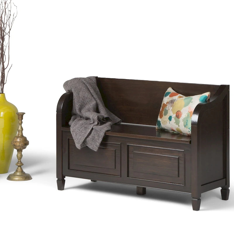 WYNDENHALL Hampshire Banc de rangement traditionnel en bois massif de 42 pouces de large pour entrée - 42 L x 18 P x 29,5 H